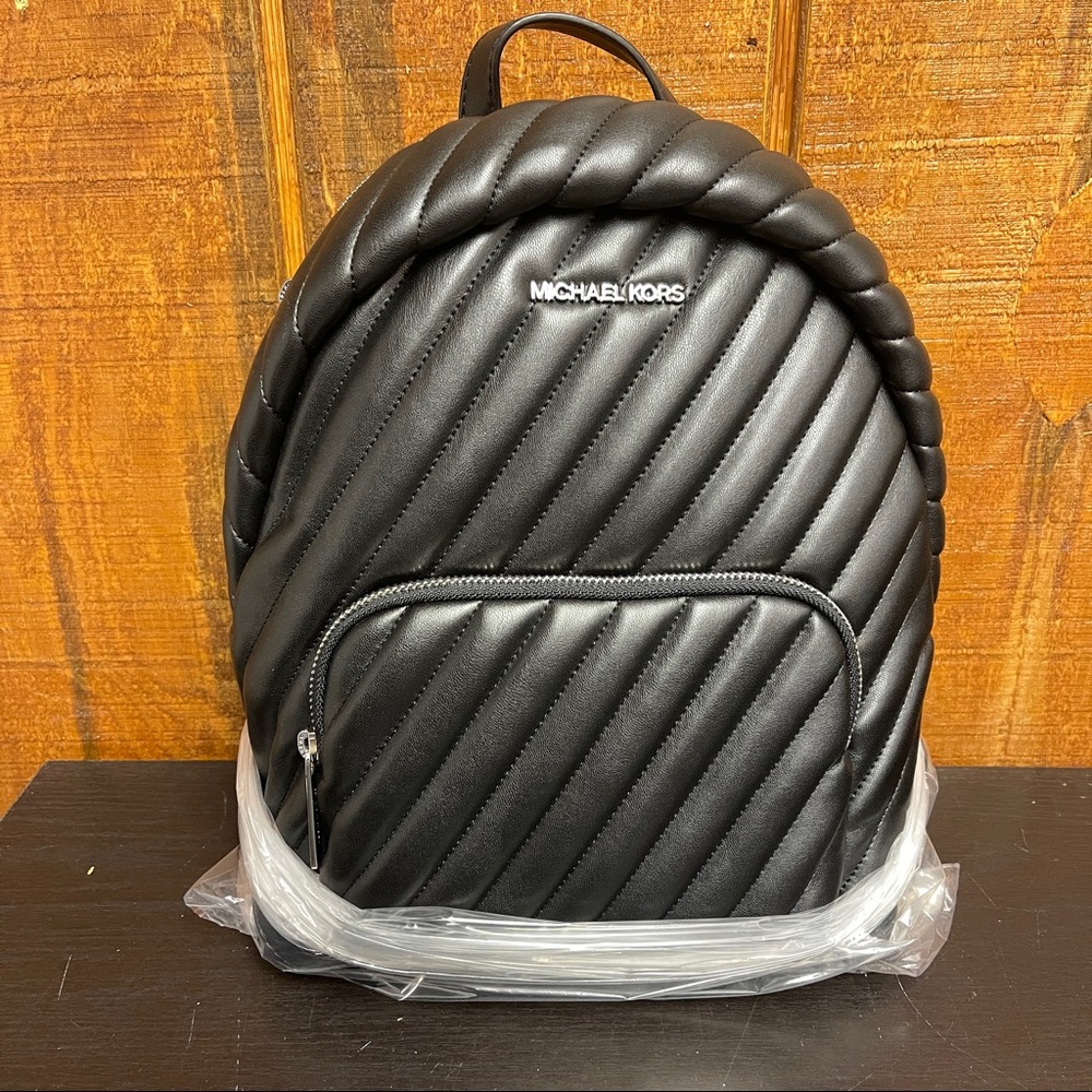 Michael Kors Erin Medium Quilted Backpack - Black/Silver - Picture 6 of 9